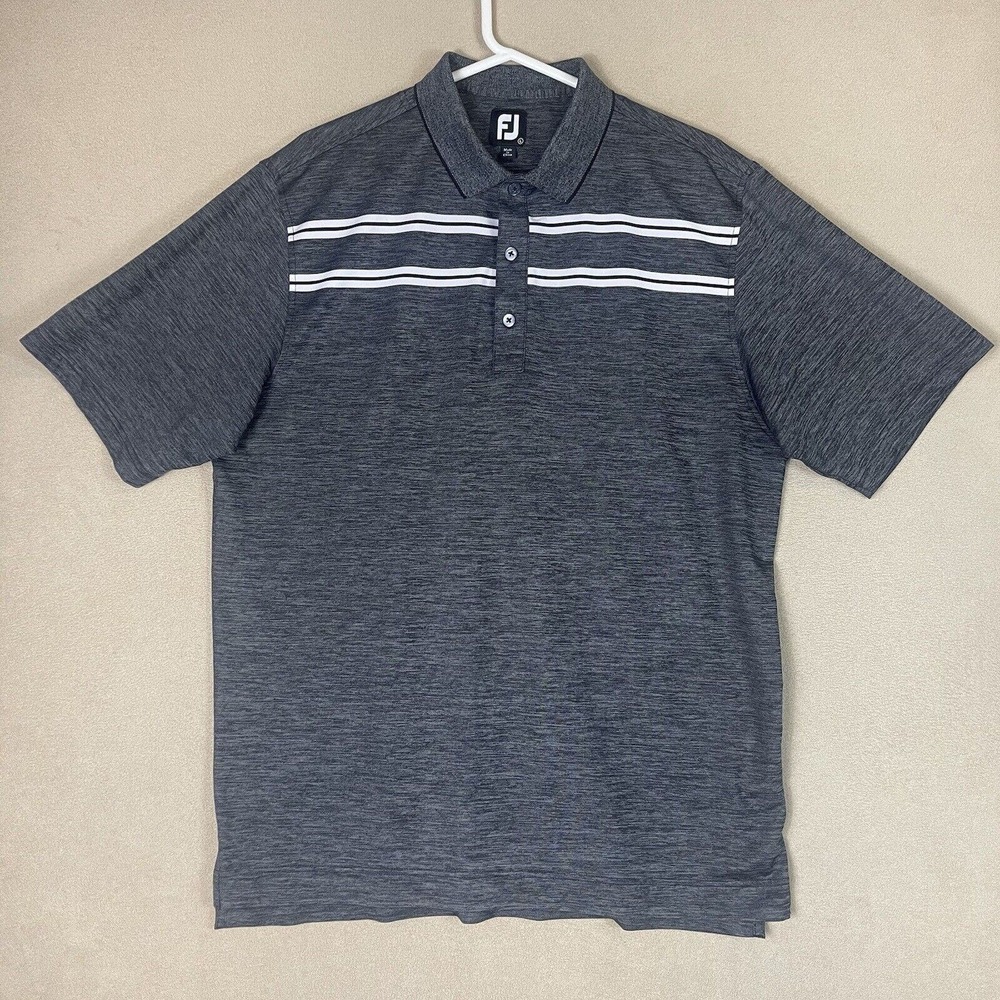 Footjoy Polo‎ Shirt Mens Large Gray Golfing Tennis Performance Logo Preppy Adult